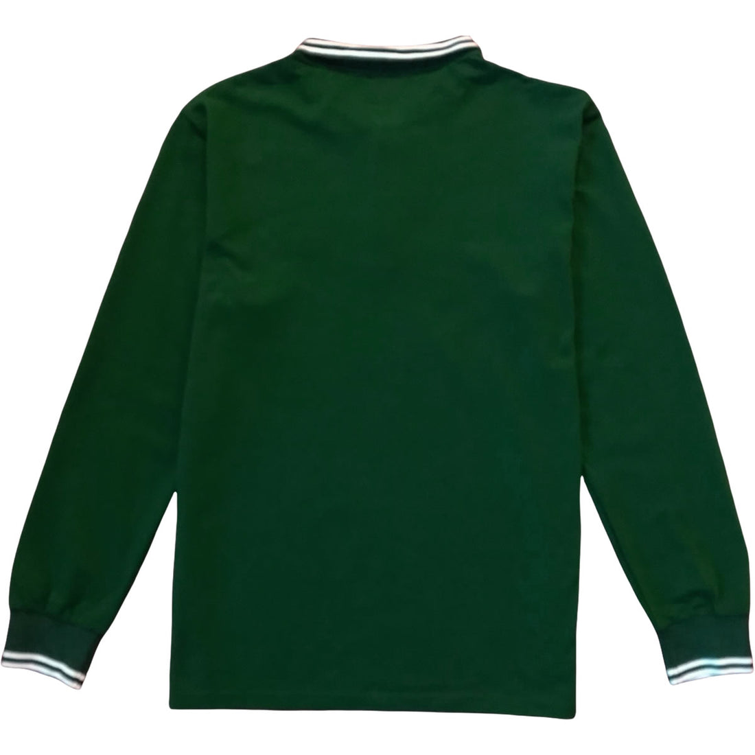 Dark Green Classic Tipped Pique Mens Long Sleeve Polo Shirt Back