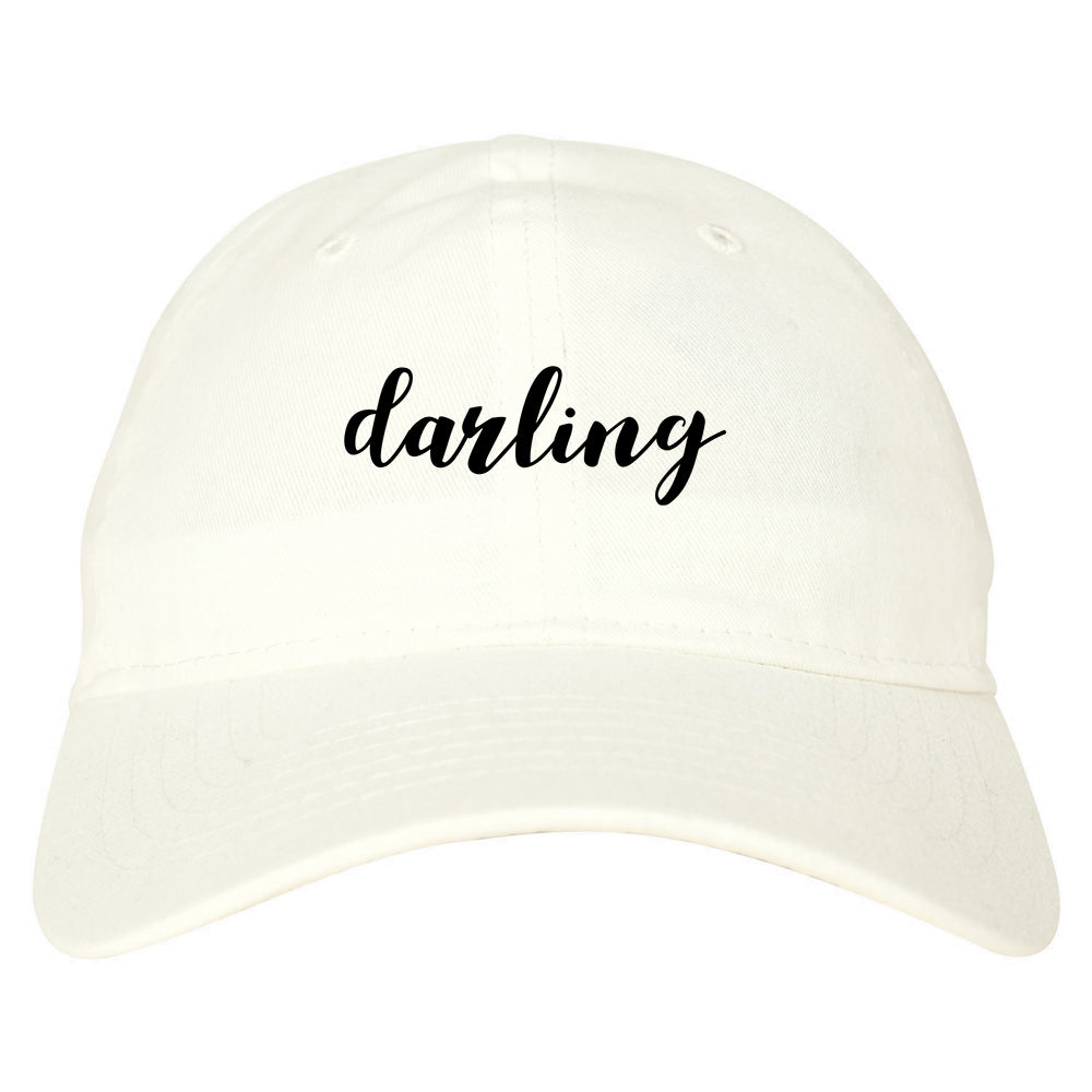 Darling Script Dad Hat Baseball Cap White