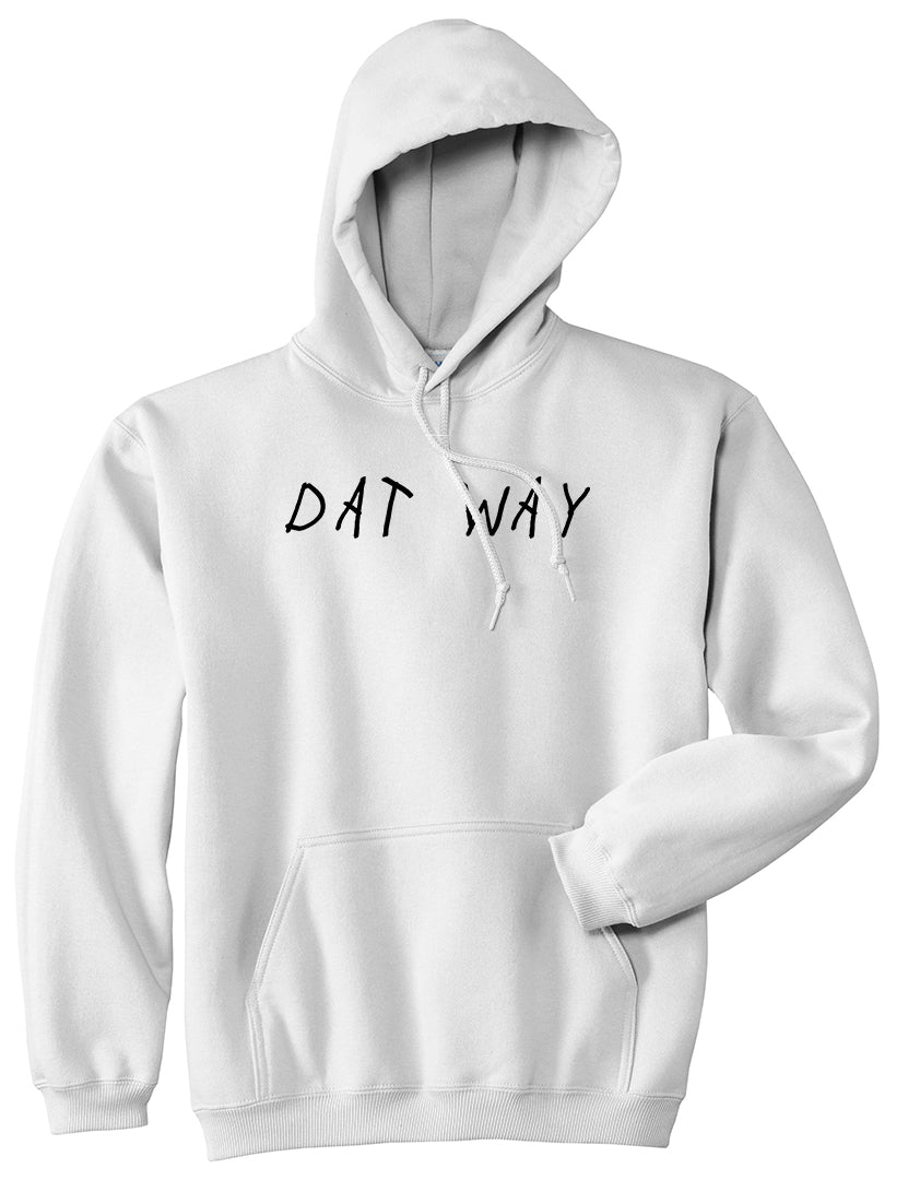 Dat Way Font Mens White Pullover Hoodie by Kings Of NY
