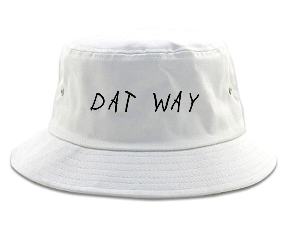 Dat_Way_Font Mens White Bucket Hat by Kings Of NY