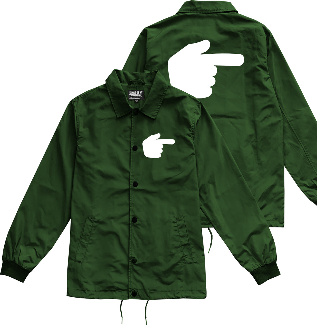 Datway Pointing Finger Emoji Chest Mens Green Coaches Jacket by Kings Of NY
