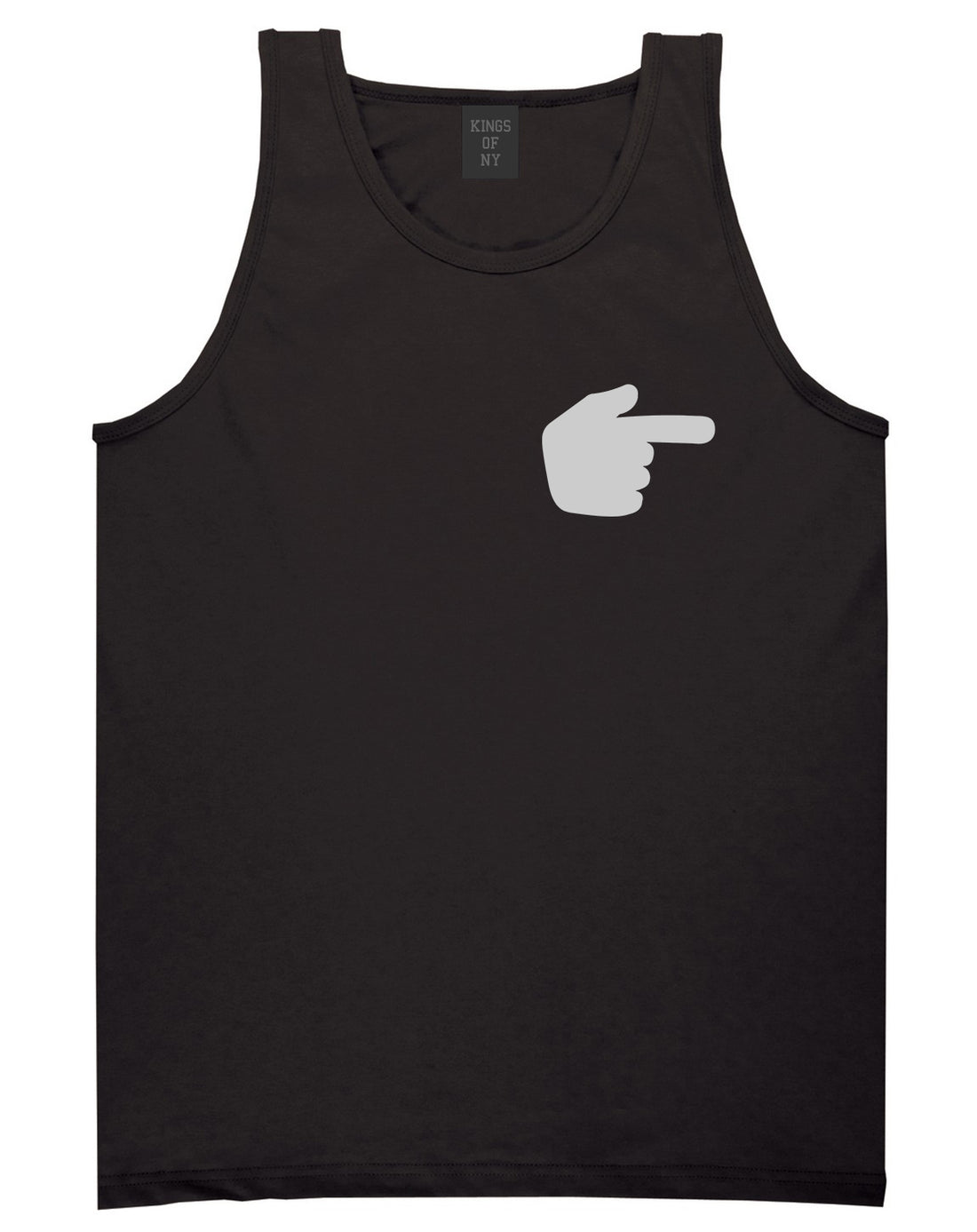 Datway_Pointing_Finger_Emoji_Chest Mens Black Tank Top Shirt by Kings Of NY