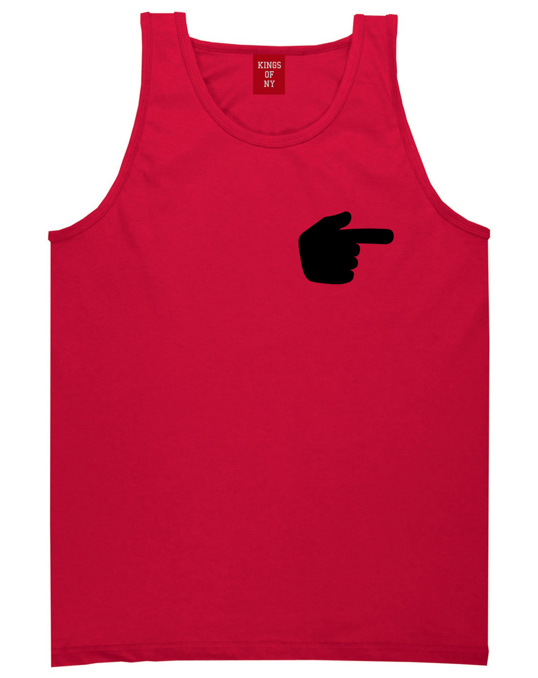 Datway_Pointing_Finger_Emoji_Chest Mens Red Tank Top Shirt by Kings Of NY