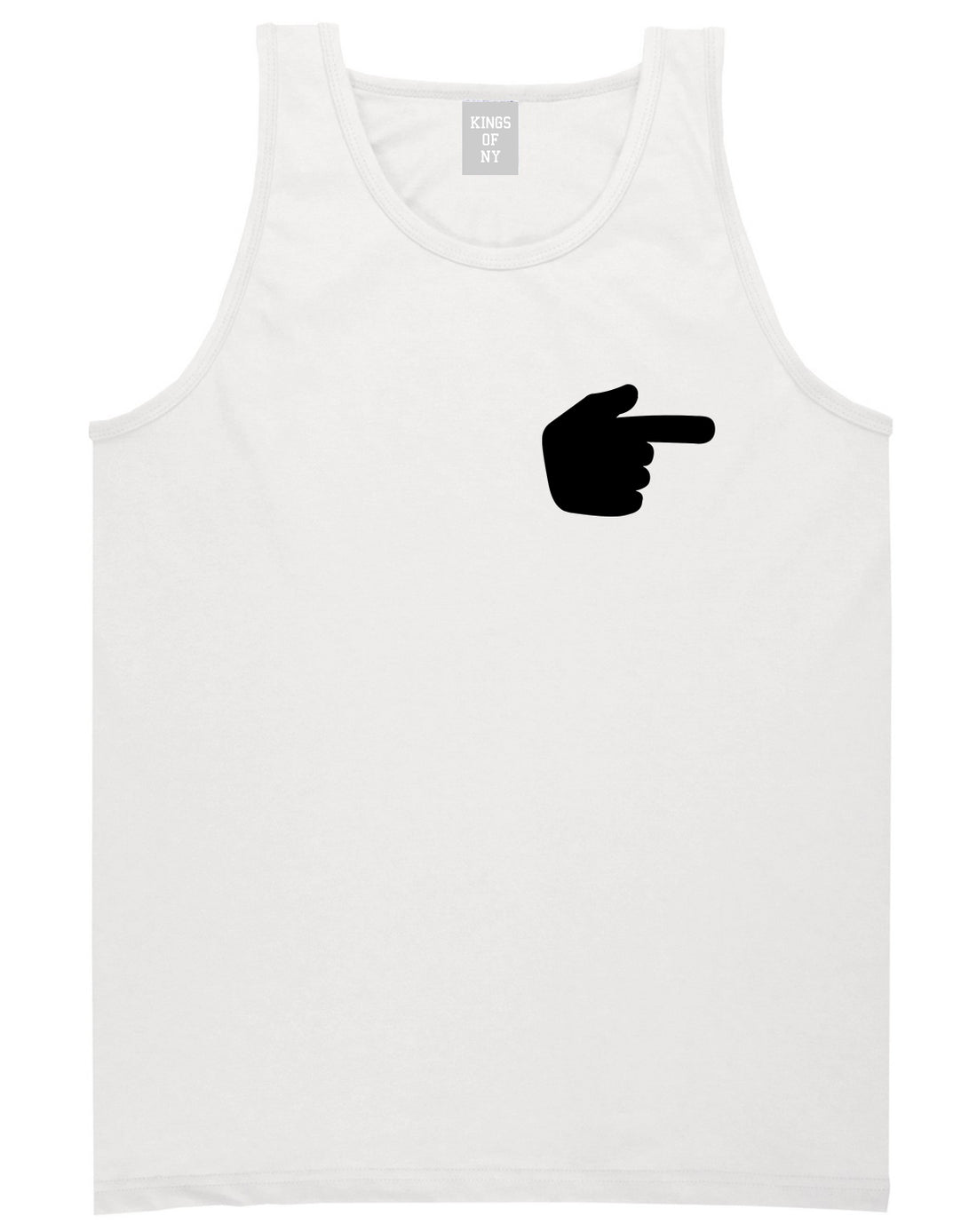 Datway_Pointing_Finger_Emoji_Chest Mens White Tank Top Shirt by Kings Of NY