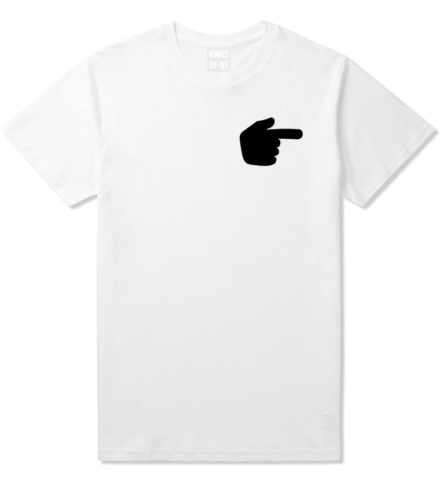 Datway_Pointing_Finger_Emoji_Chest Mens White T-Shirt by Kings Of NY