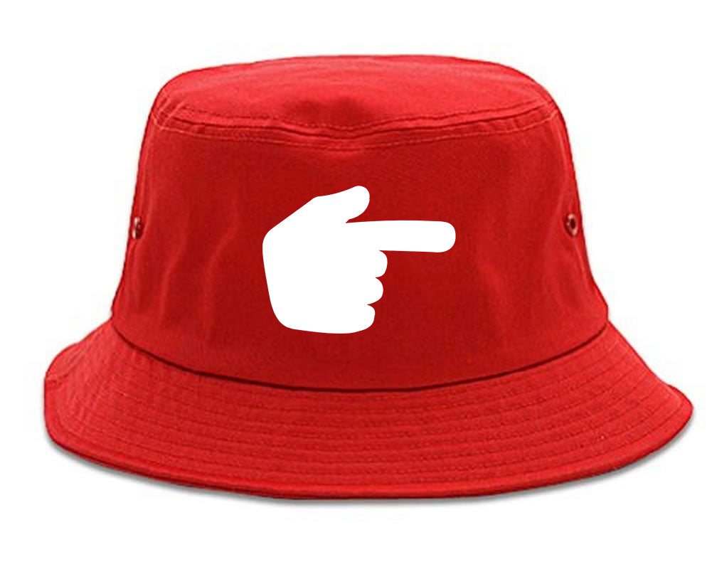 Datway_Pointing_Finger_Emoji_Chest Mens Red Bucket Hat by Kings Of NY