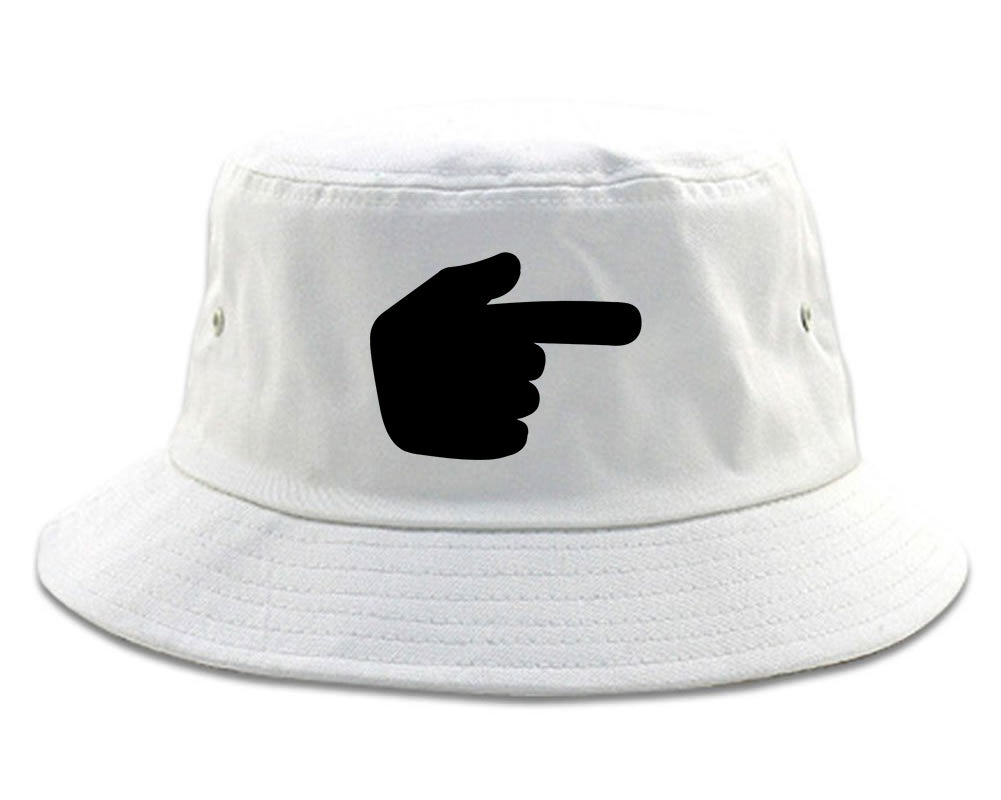 Datway_Pointing_Finger_Emoji_Chest Mens White Bucket Hat by Kings Of NY