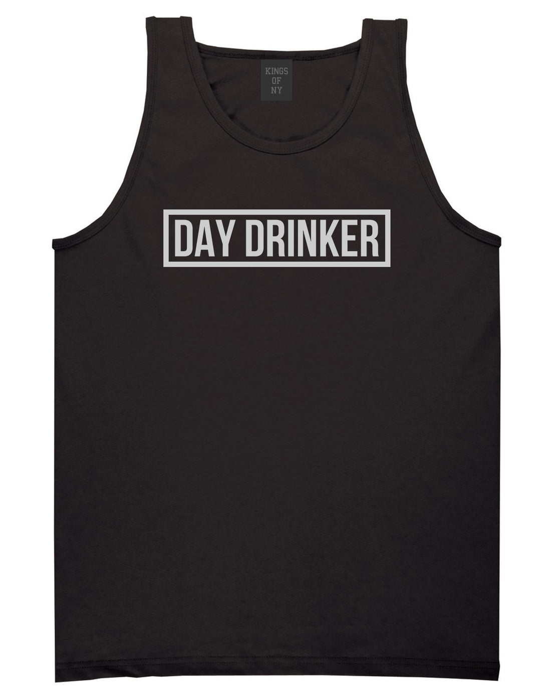 Day_Drinker_Box_Logo Mens Black Tank Top Shirt by Kings Of NY