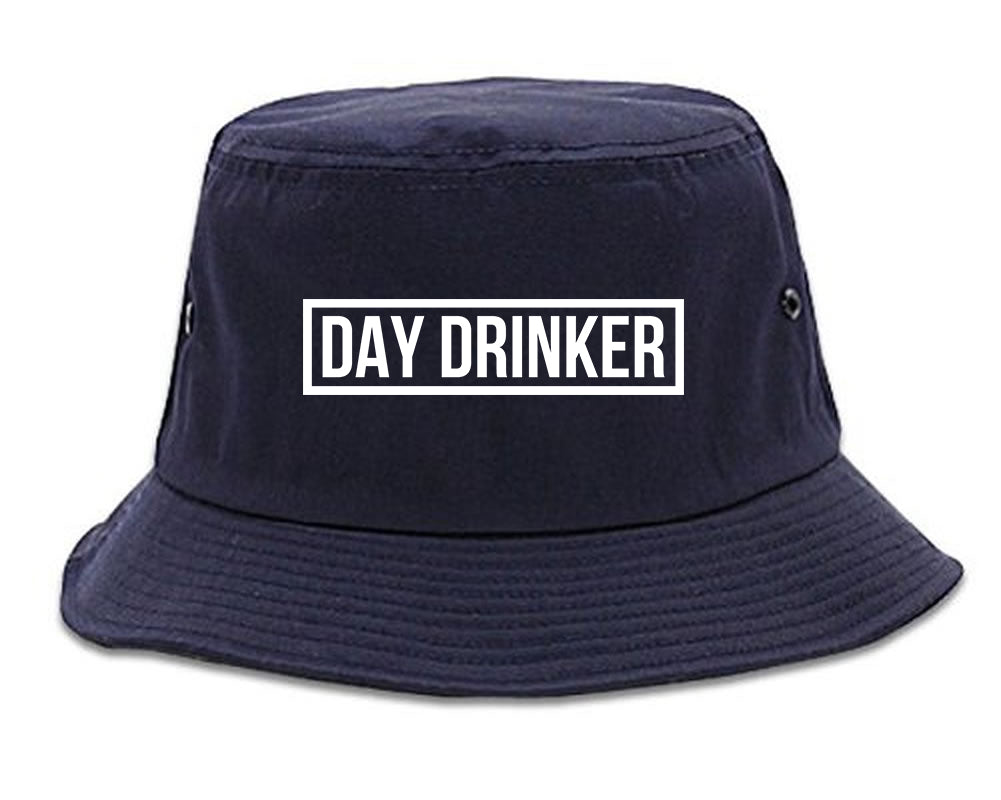 Day_Drinker_Box_Logo Mens Blue Bucket Hat by Kings Of NY