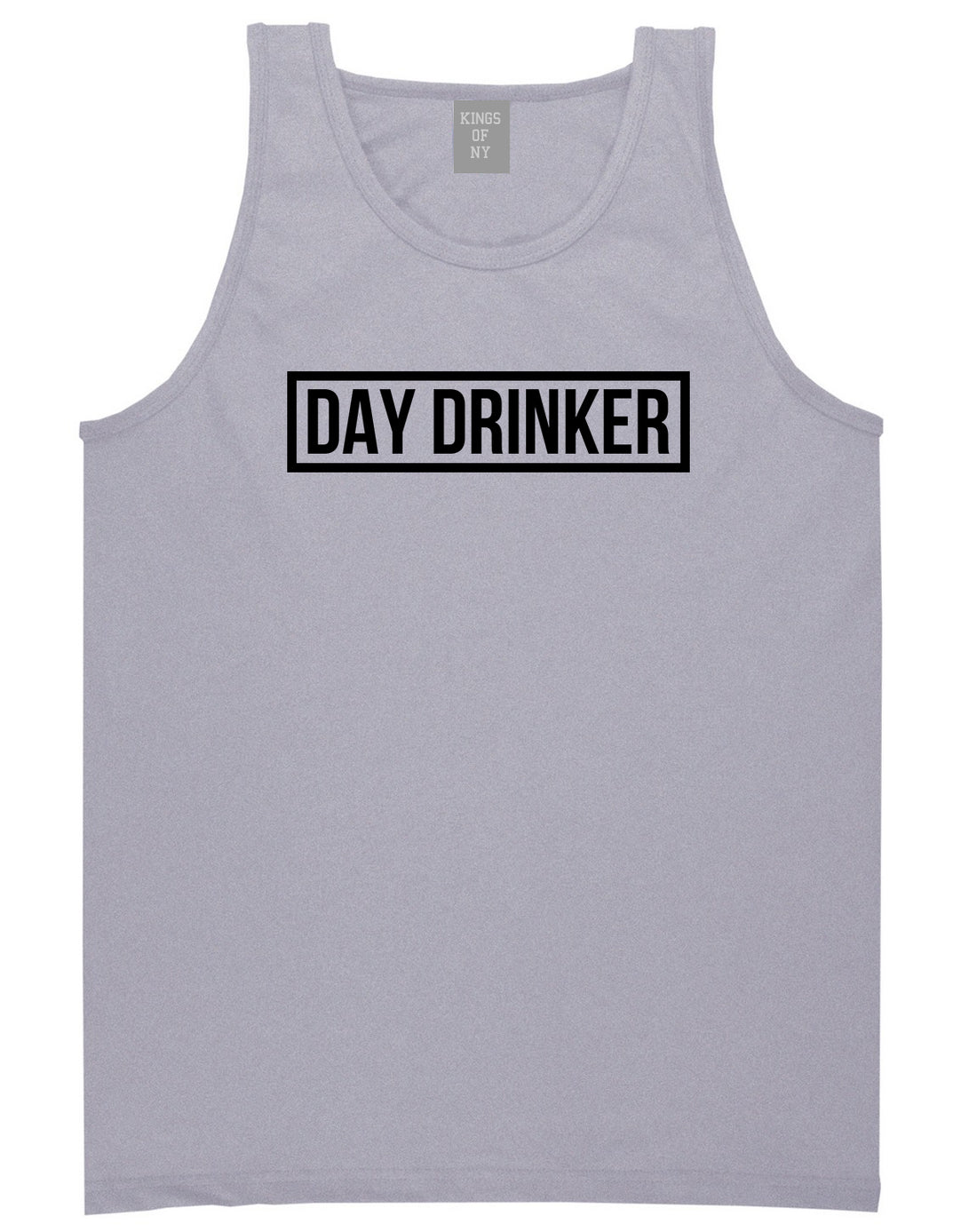 Day_Drinker_Box_Logo Mens Grey Tank Top Shirt by Kings Of NY