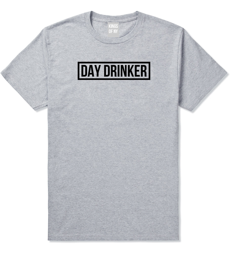 Day_Drinker_Box_Logo Mens Grey T-Shirt by Kings Of NY