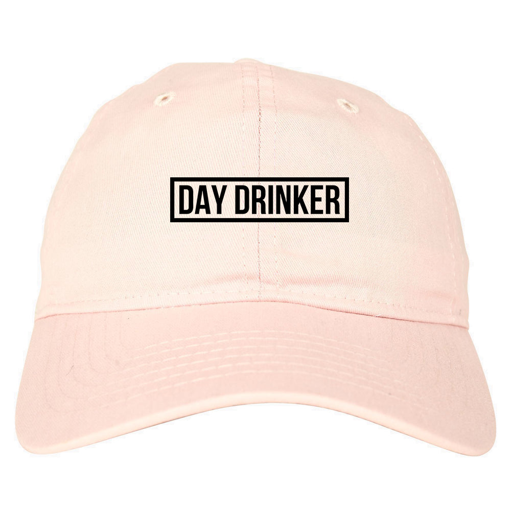 Day_Drinker_Box_Logo Mens Pink Snapback Hat by Kings Of NY