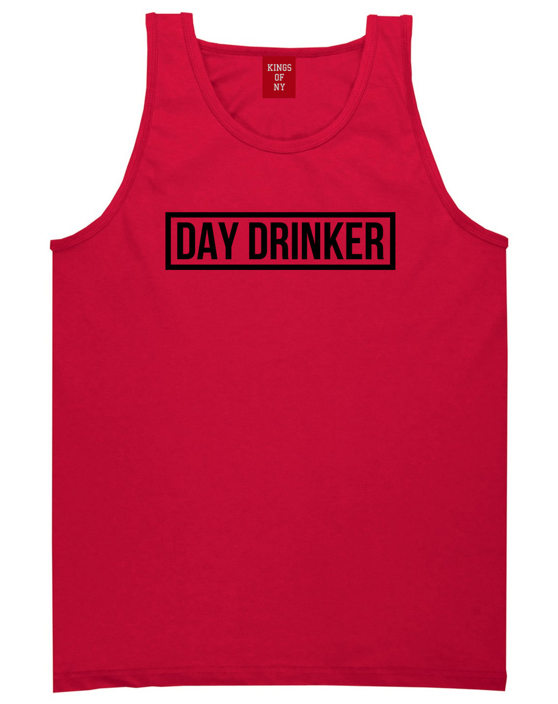 Day_Drinker_Box_Logo Mens Red Tank Top Shirt by Kings Of NY