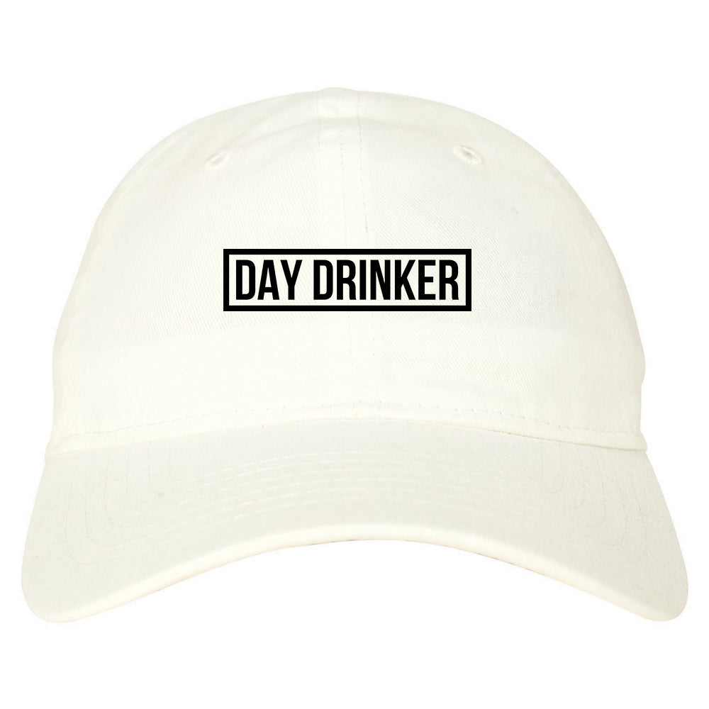 Day_Drinker_Box_Logo Mens White Snapback Hat by Kings Of NY