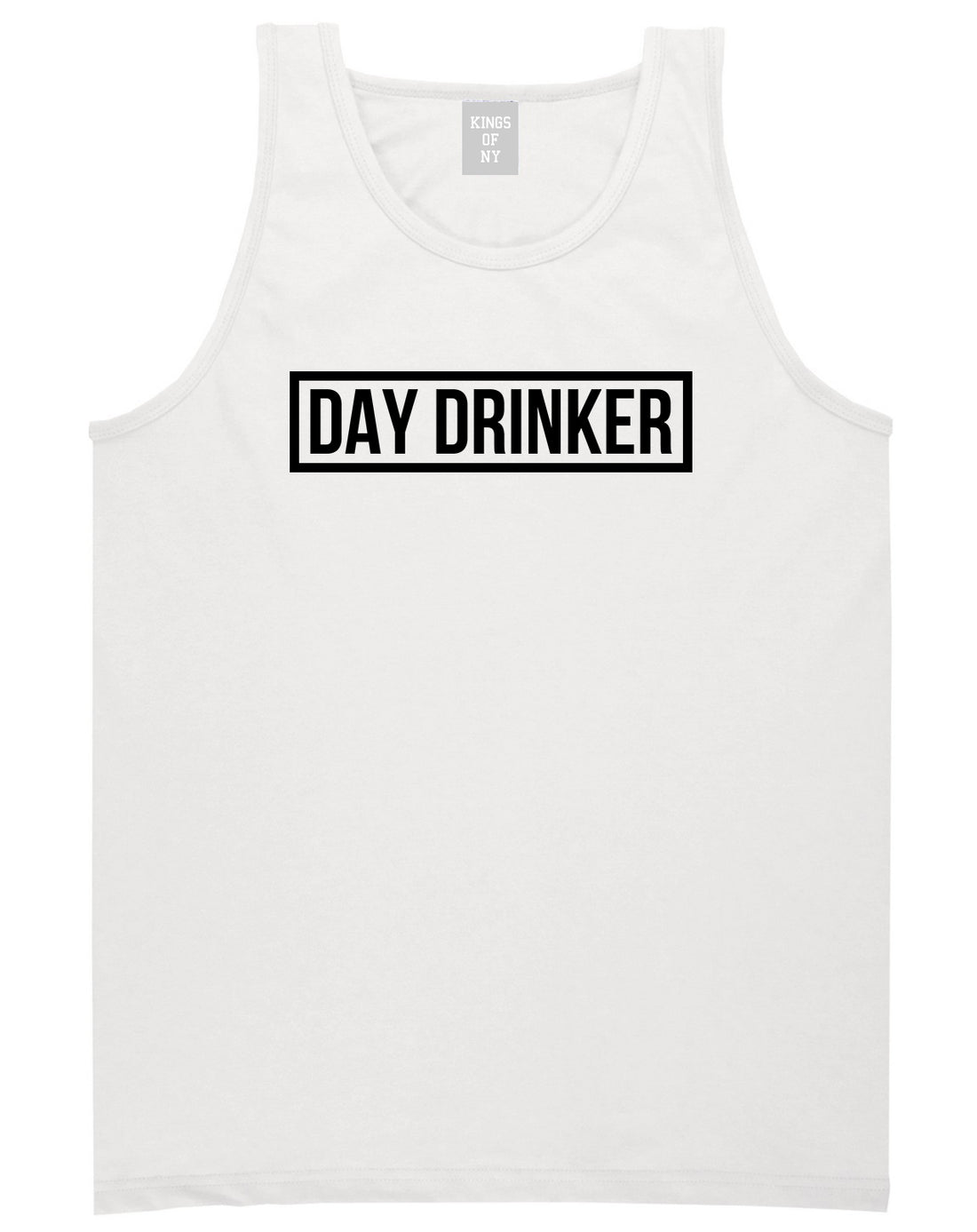 Day_Drinker_Box_Logo Mens White Tank Top Shirt by Kings Of NY