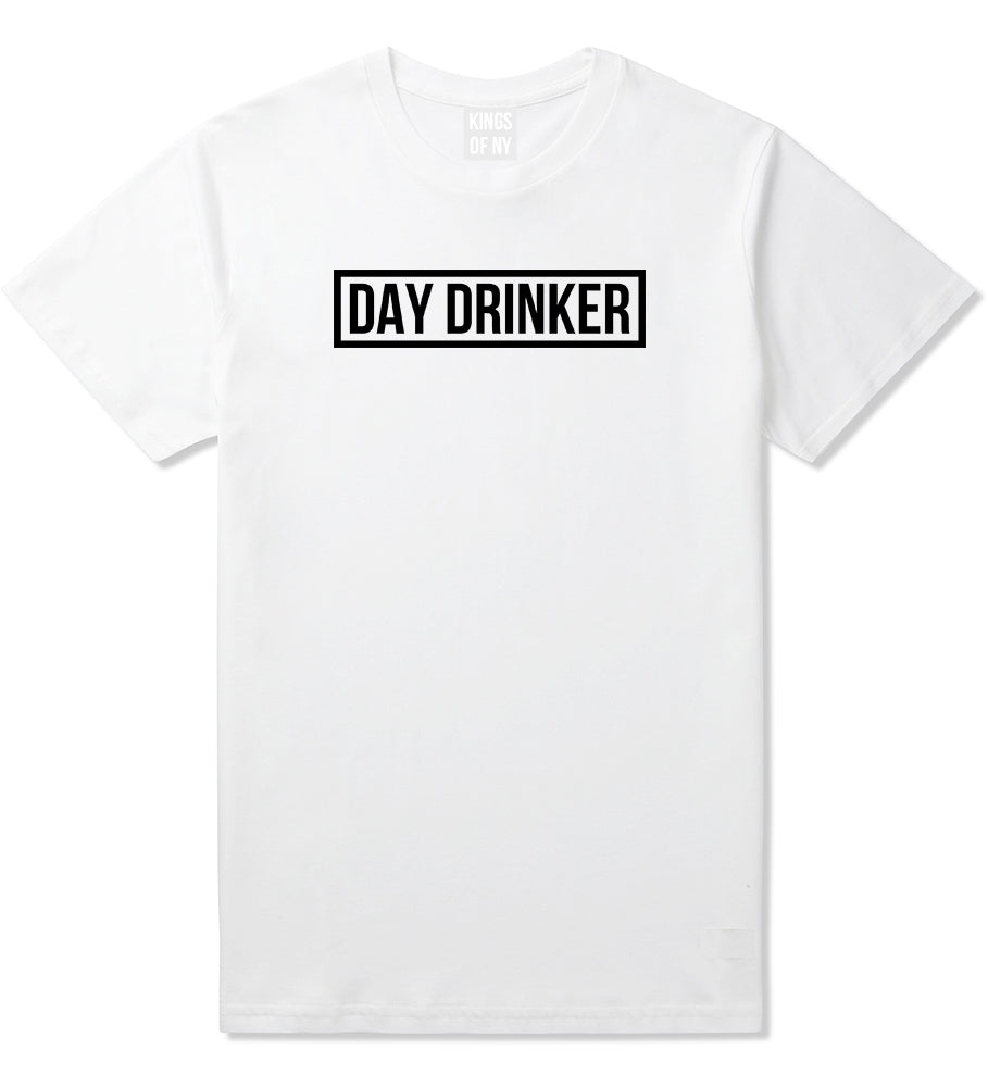 Day_Drinker_Box_Logo Mens White T-Shirt by Kings Of NY