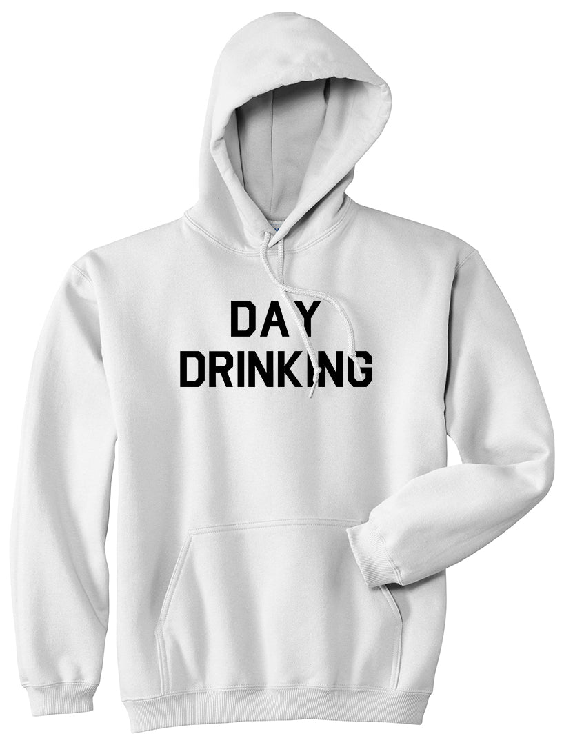 Day Drinking Mens White Pullover Hoodie by Kings Of NY
