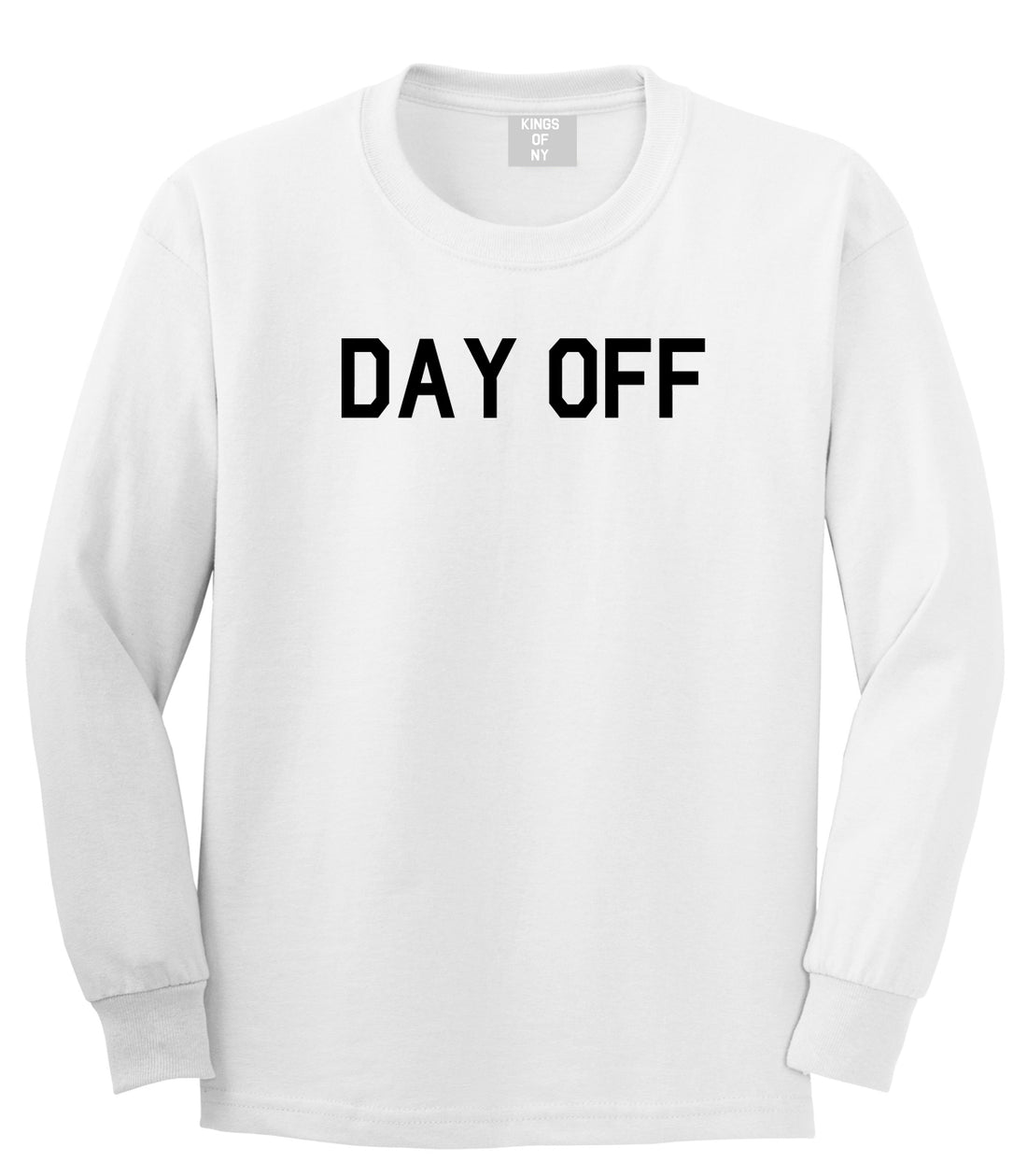 Day Off Mens White Long Sleeve T-Shirt by Kings Of NY