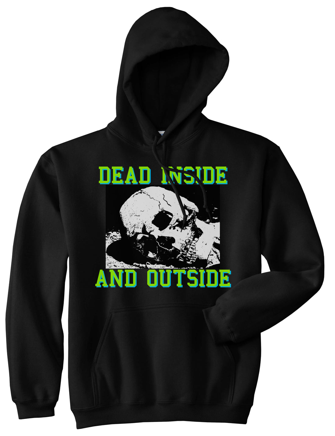 Dead Inside And Outside Sad Skull Mens Pullover Hoodie Sweatshirt Black