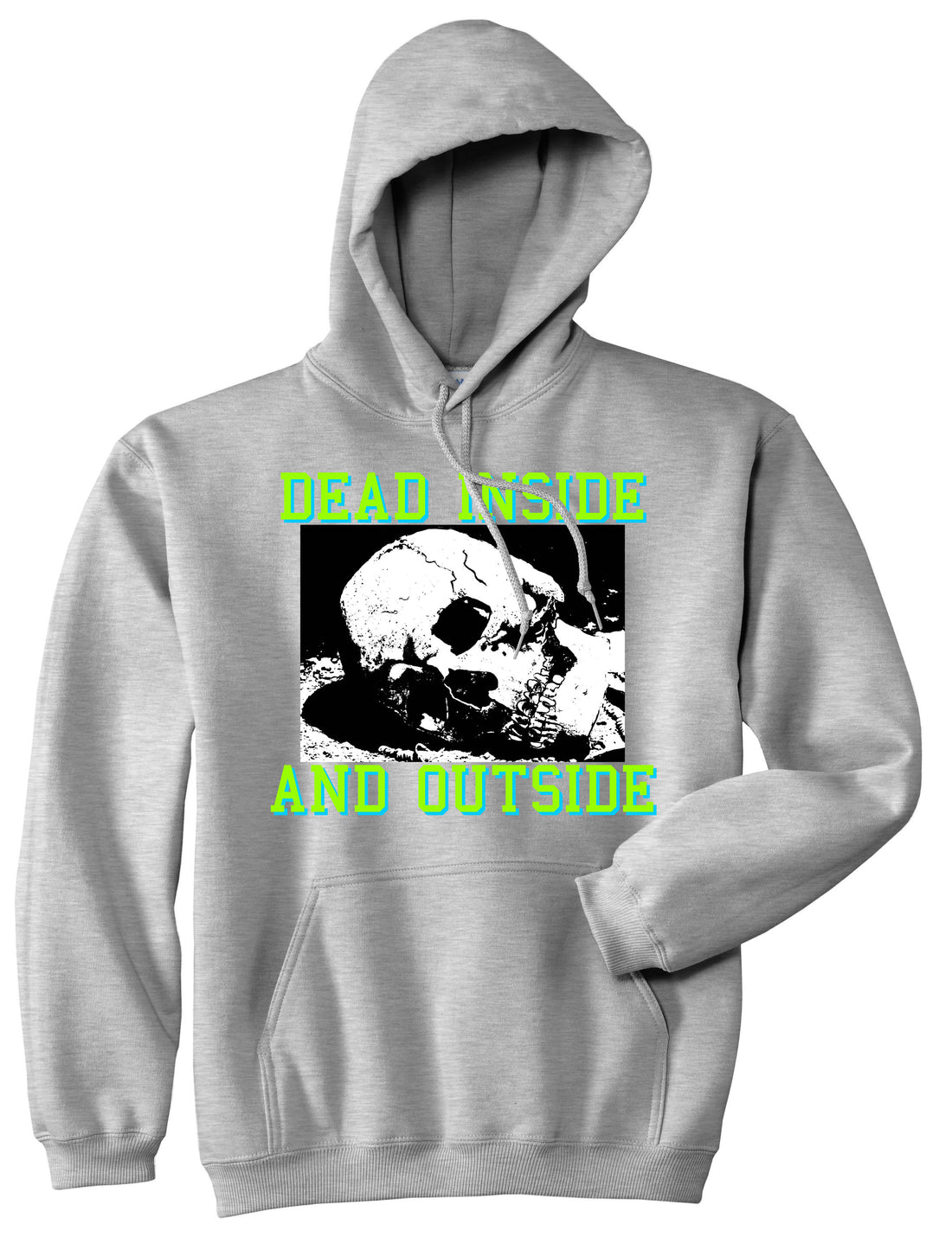 Dead Inside And Outside Sad Skull Mens Pullover Hoodie Sweatshirt Grey