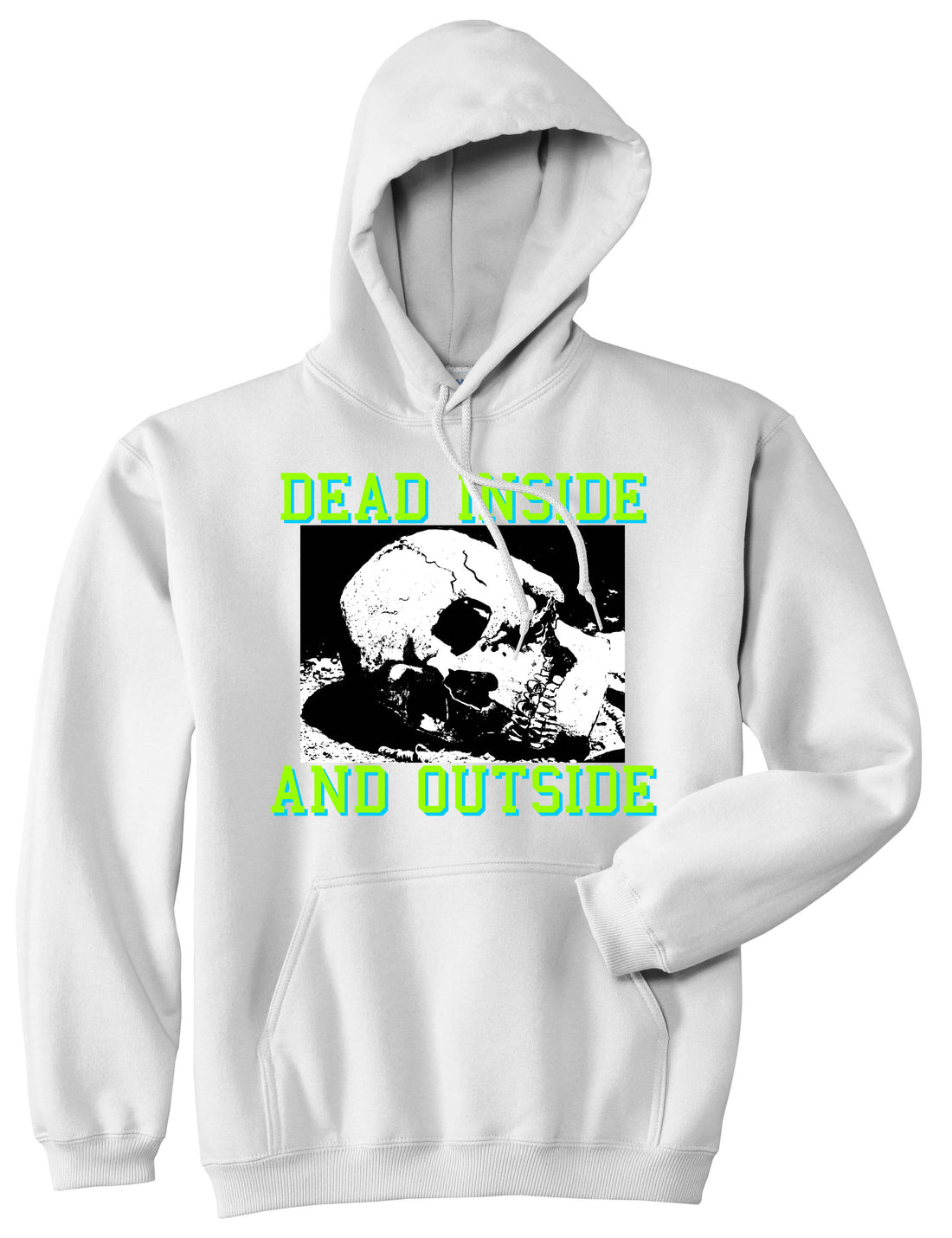 Dead Inside And Outside Sad Skull Mens Pullover Hoodie Sweatshirt White