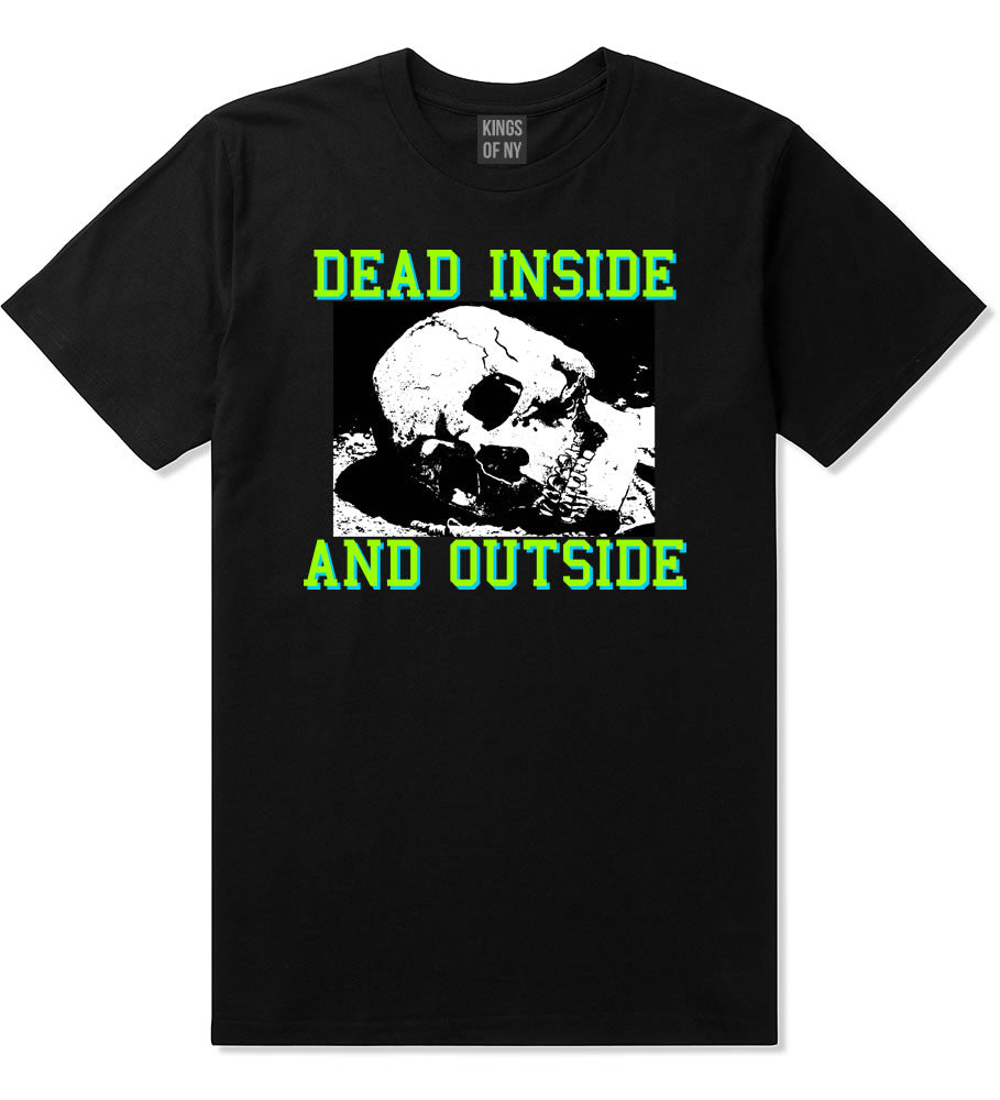 Dead Inside And Outside Sad Skull Mens T-Shirt Black