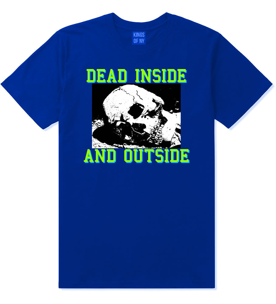 Dead Inside And Outside Sad Skull Mens T-Shirt Royal Blue