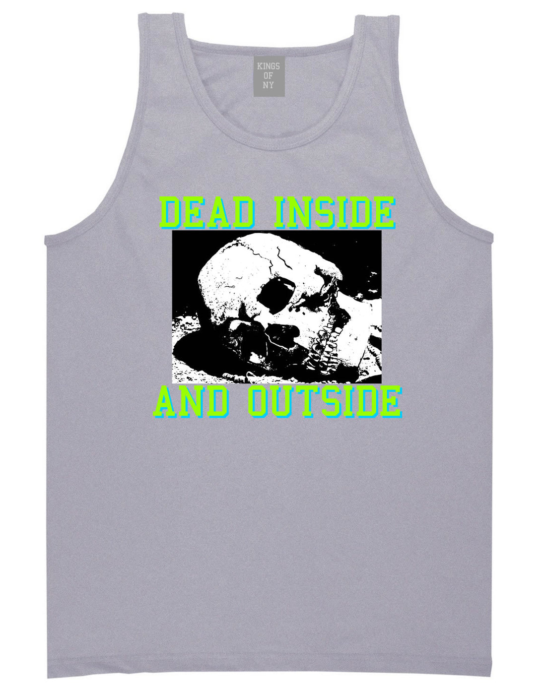 Dead Inside And Outside Sad Skull Mens Tank Top Shirt Grey