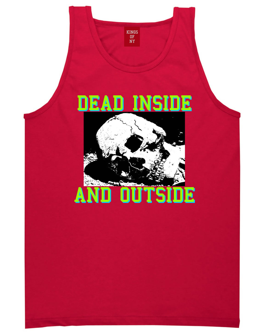 Dead Inside And Outside Sad Skull Mens Tank Top Shirt Red