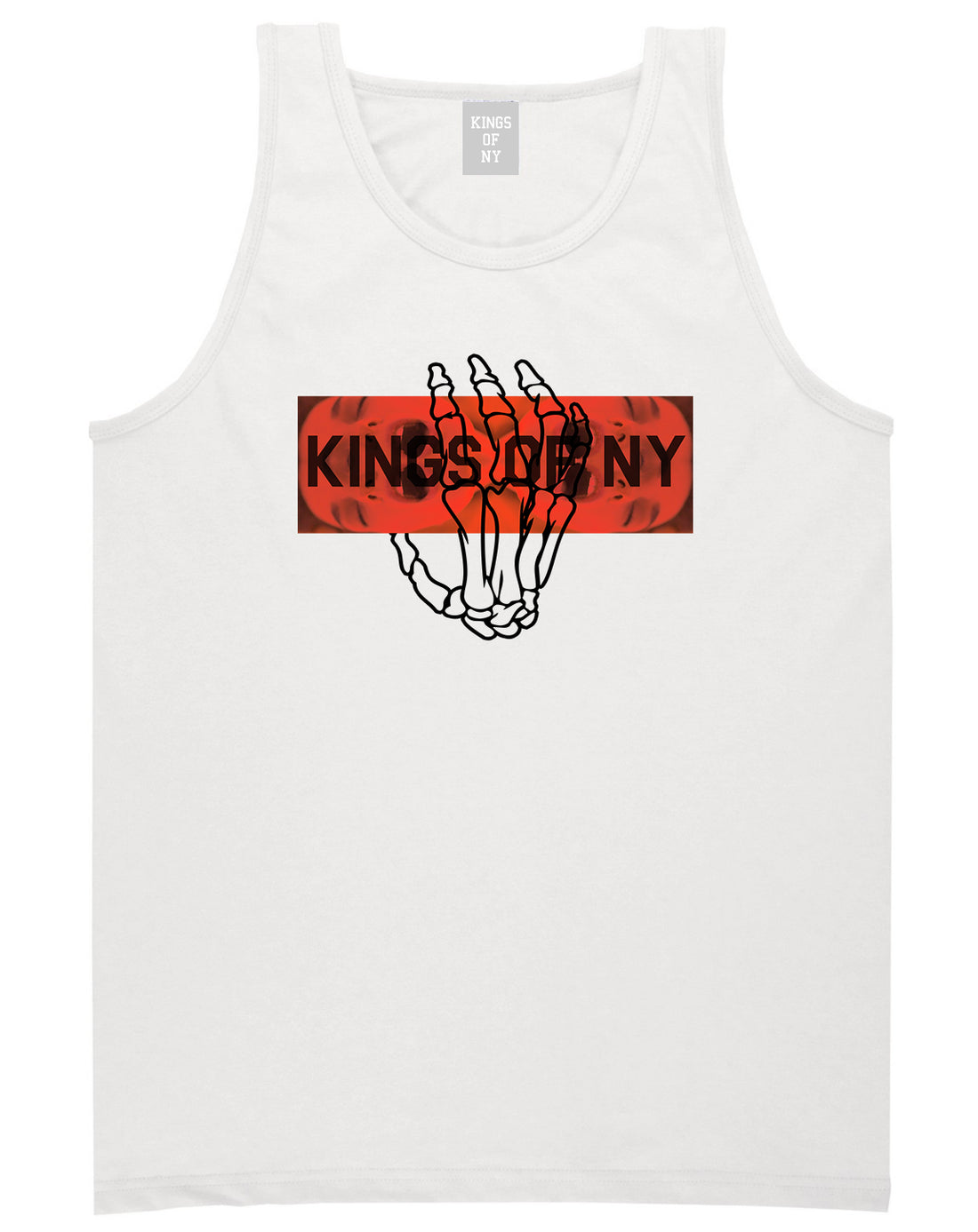 Dead Inside Skeleton Hand Mens Tank Top Shirt White by Kings Of NY