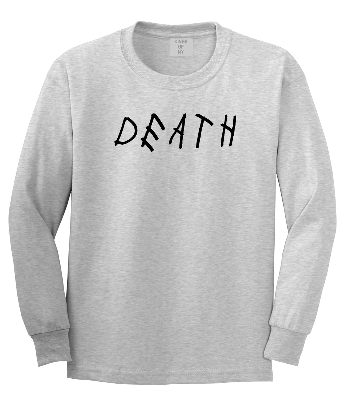 Death Font Mens Grey Long Sleeve T-Shirt by Kings Of NY