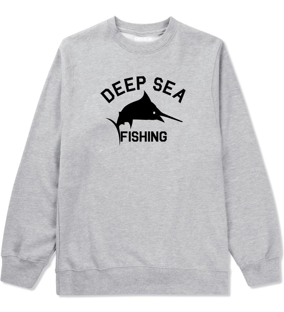 Deep Sea Fishing Mens Grey Crewneck Sweatshirt by Kings Of NY