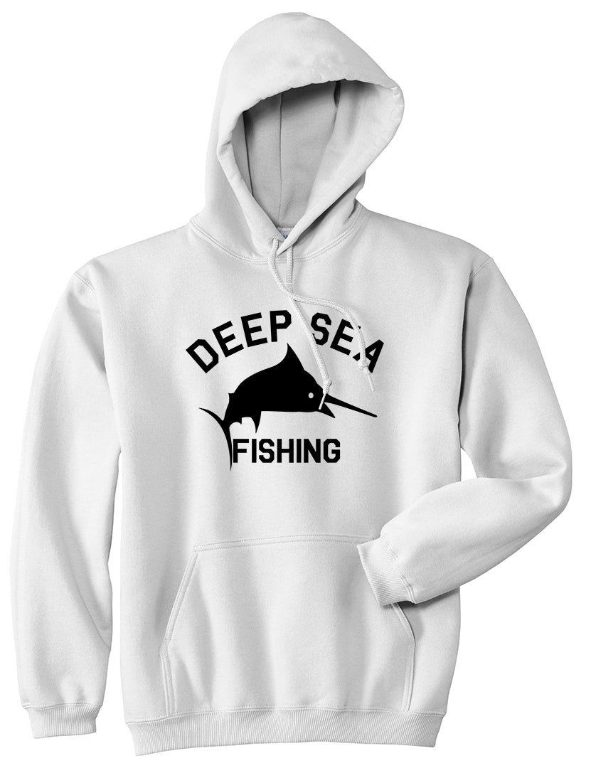 Deep Sea Fishing Mens White Pullover Hoodie by Kings Of NY