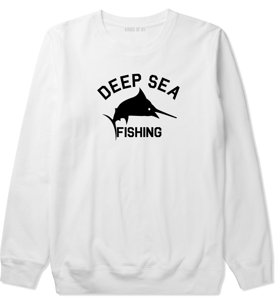 Deep Sea Fishing Mens White Crewneck Sweatshirt by Kings Of NY