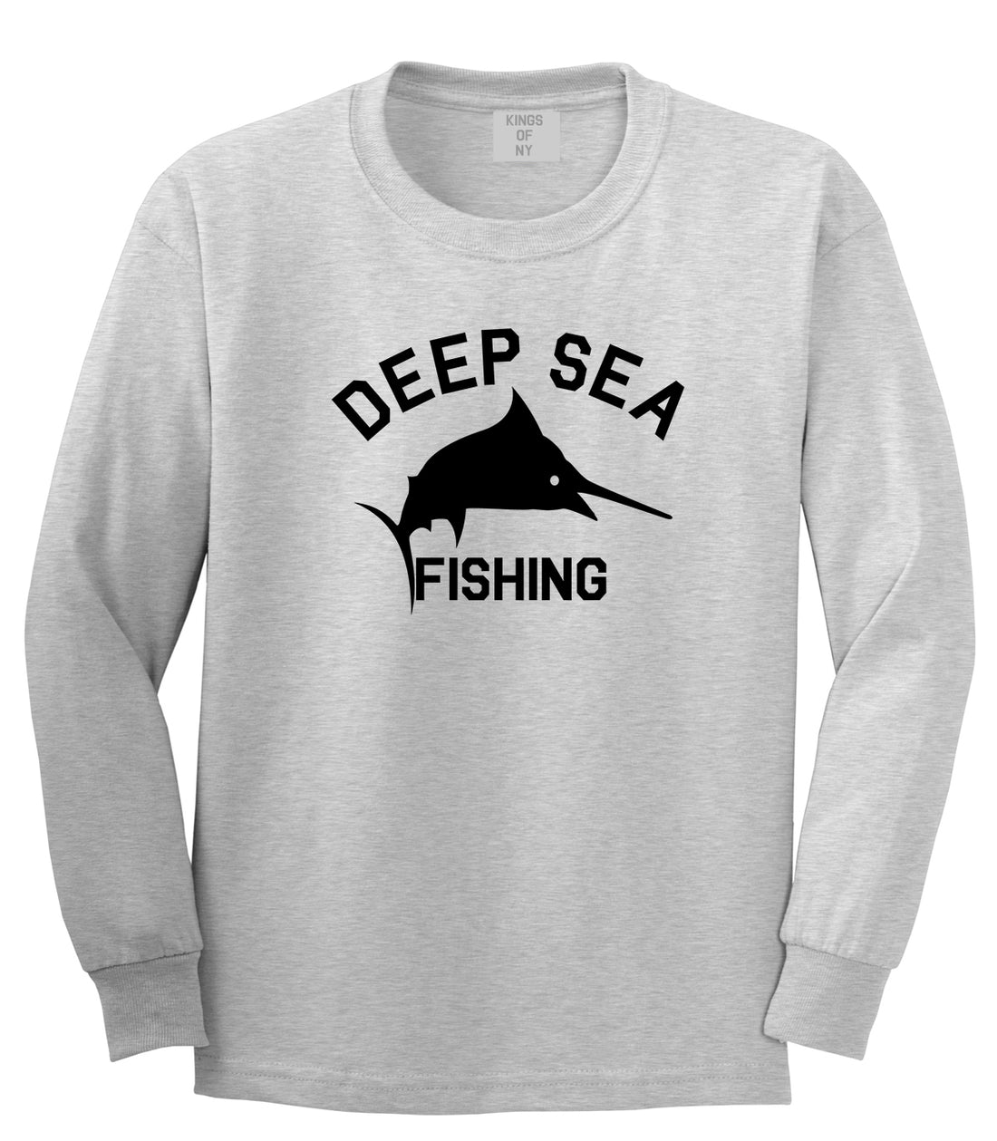 Deep Sea Fishing Mens Long Sleeve T-Shirt by Kings of NY Black / Small