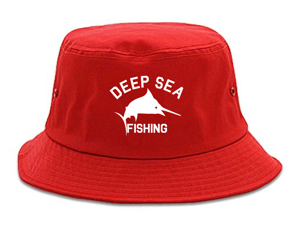 Deep_Sea_Fishing Mens Red Bucket Hat by Kings Of NY