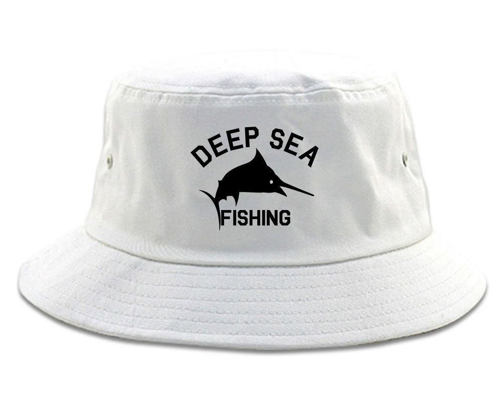 Deep_Sea_Fishing Mens White Bucket Hat by Kings Of NY
