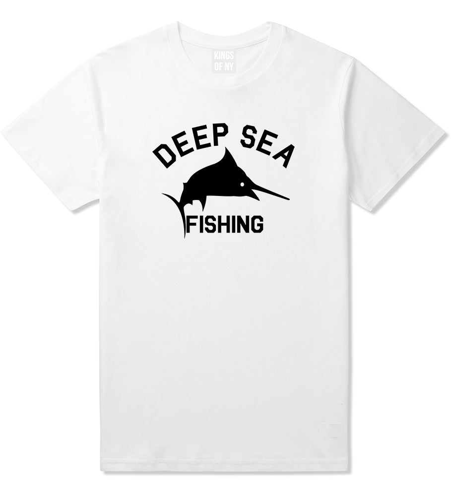 Deep_Sea_Fishing Mens White T-Shirt by Kings Of NY