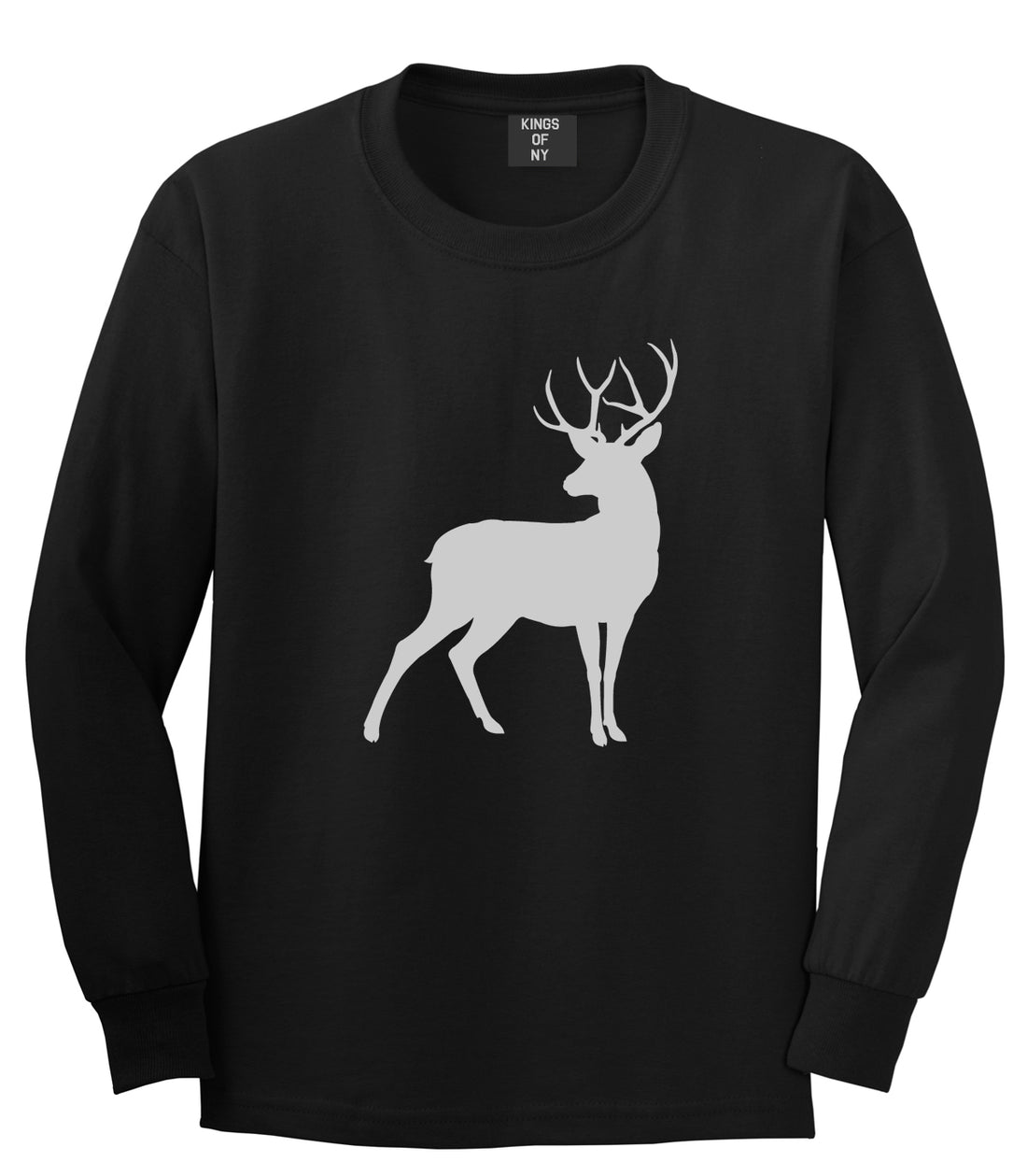 Deer Hunting Hunter Mens Black Long Sleeve T-Shirt by Kings Of NY