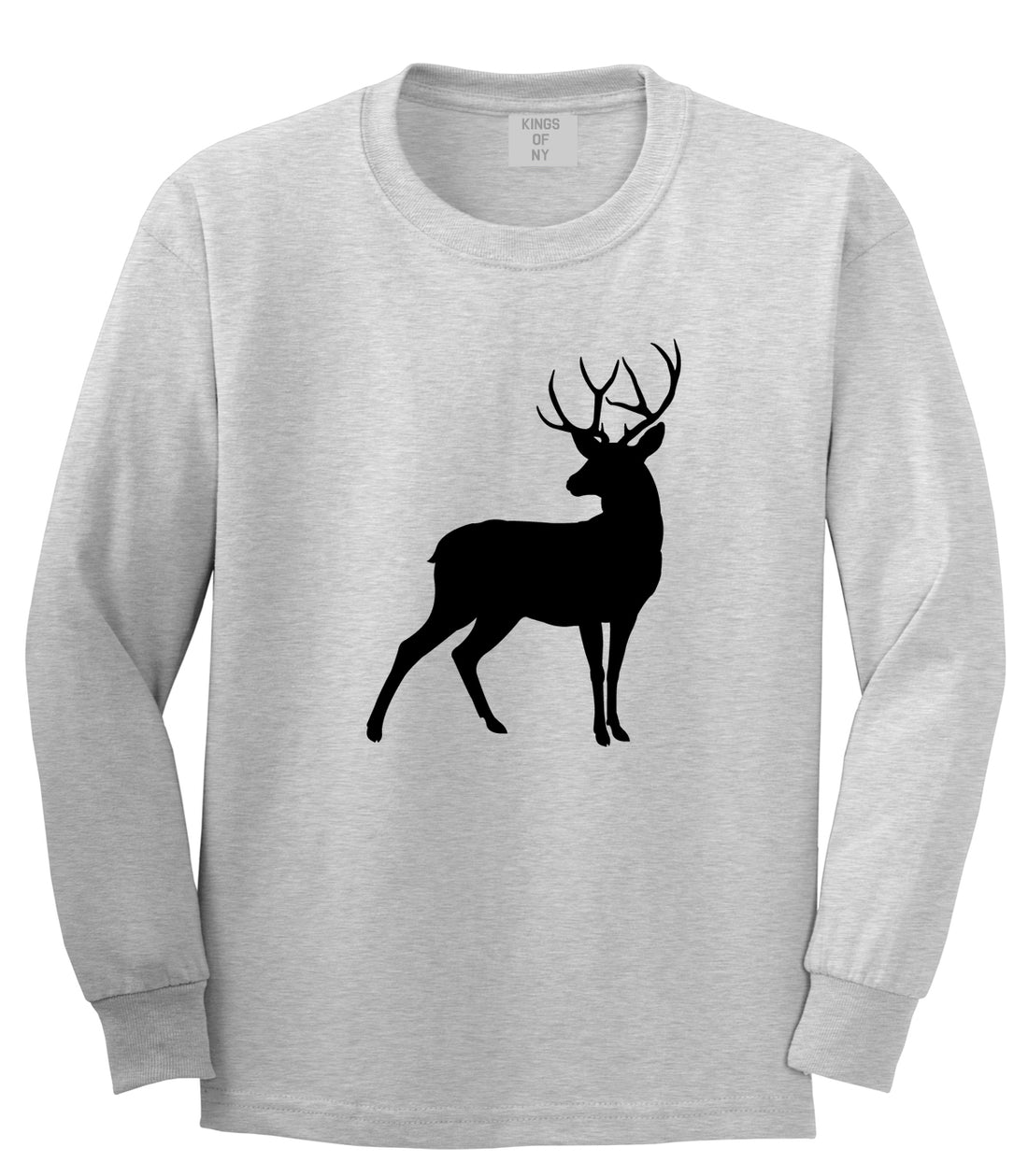 Deer Hunting Hunter Mens Grey Long Sleeve T-Shirt by Kings Of NY