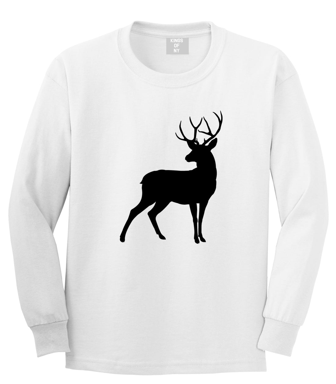 Deer Hunting Hunter Mens White Long Sleeve T-Shirt by Kings Of NY