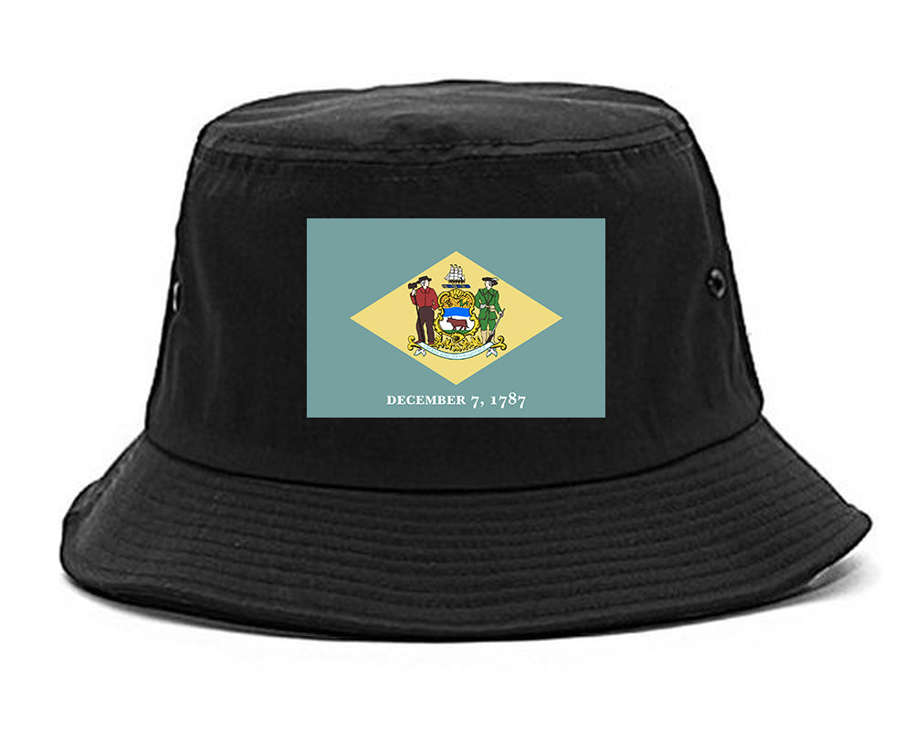 Delaware State Flag DE 1787 Chest Mens Bucket Hat Black