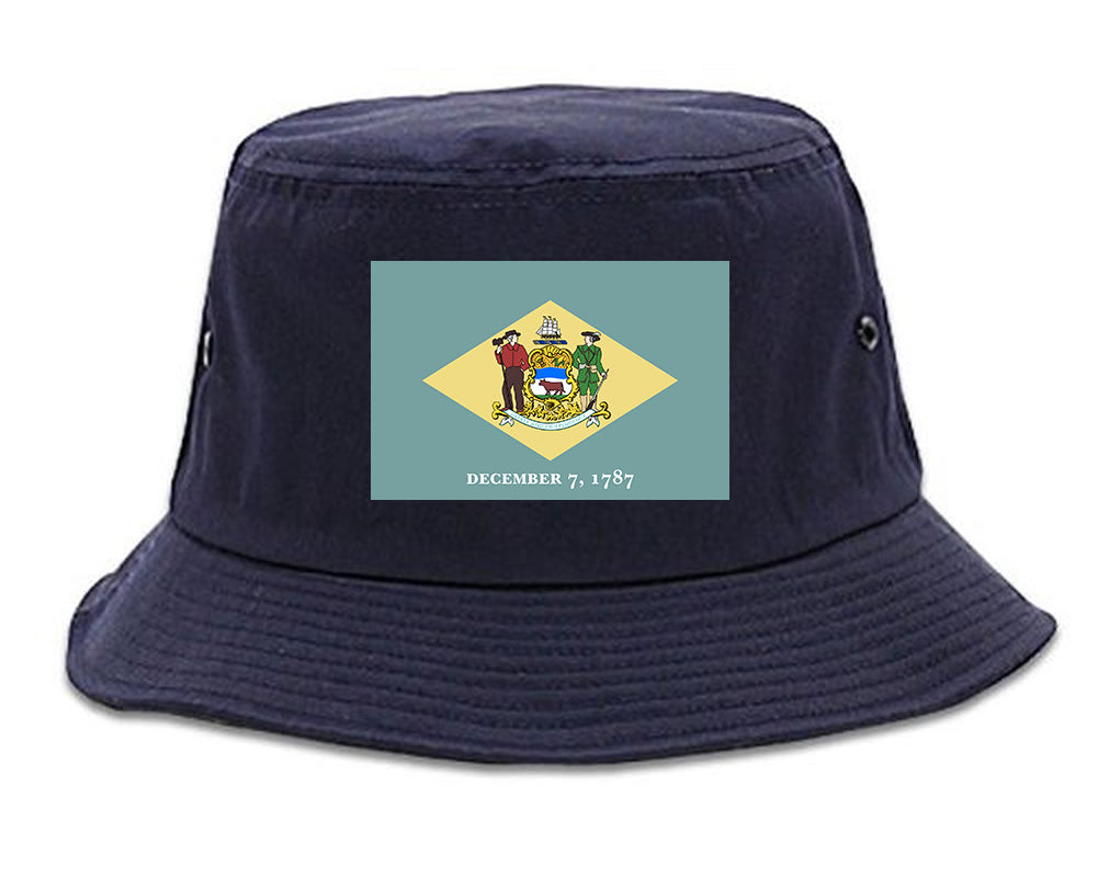 Delaware State Flag DE 1787 Chest Mens Bucket Hat Navy Blue