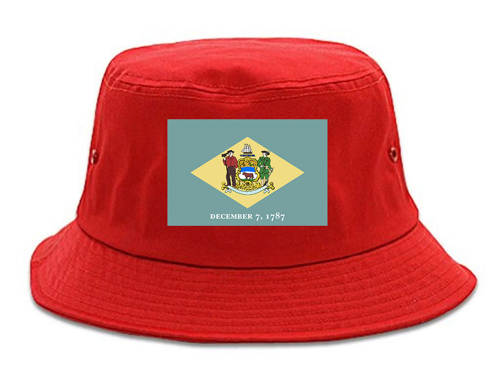 Delaware State Flag DE 1787 Chest Mens Bucket Hat Red