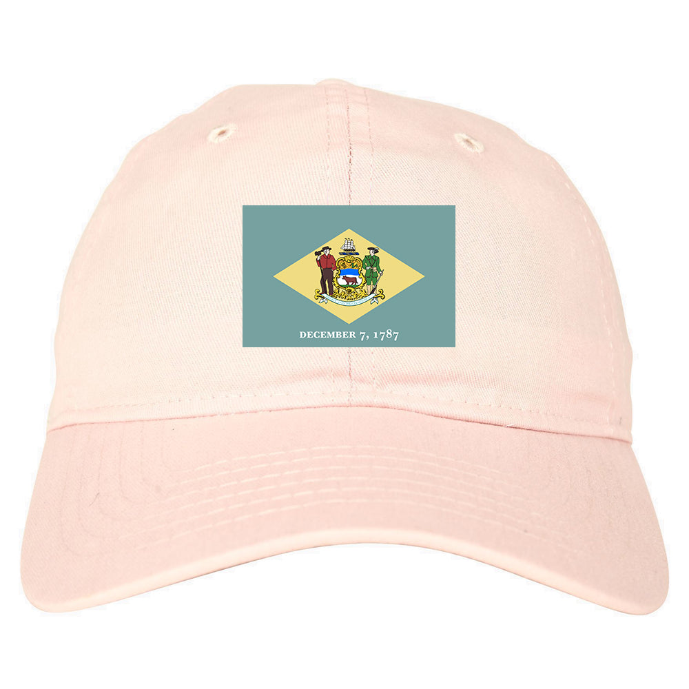 Delaware State Flag DE 1787 Chest Mens Dad Hat Pink