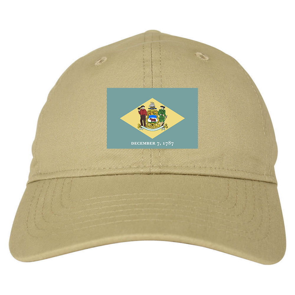 Delaware State Flag DE 1787 Chest Mens Dad Hat Tan