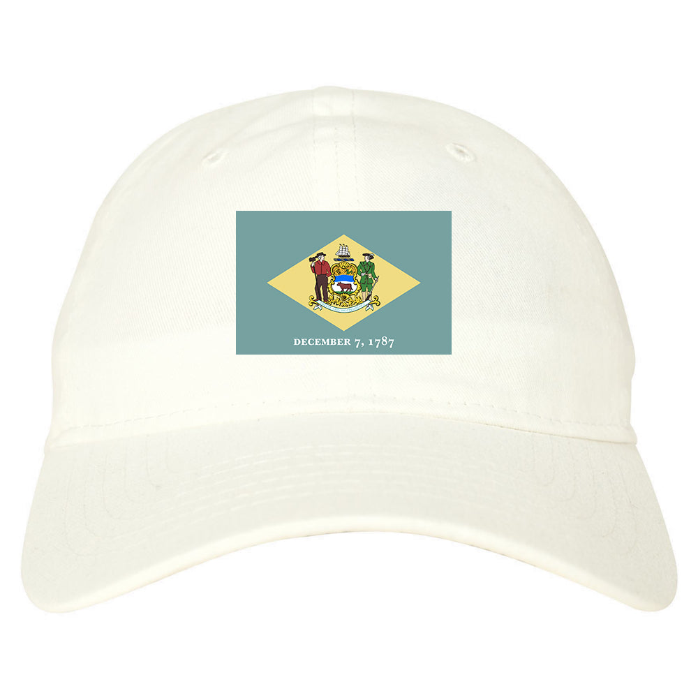 Delaware State Flag DE 1787 Chest Mens Dad Hat White