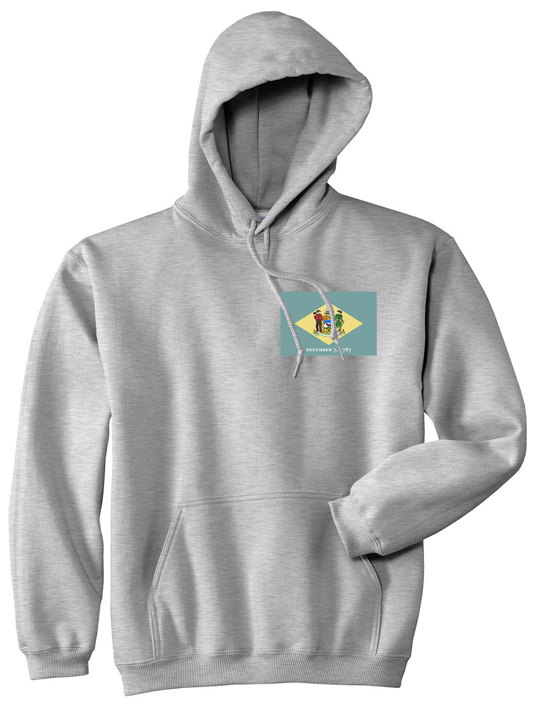 Delaware State Flag DE 1787 Chest Mens Pullover Hoodie Grey