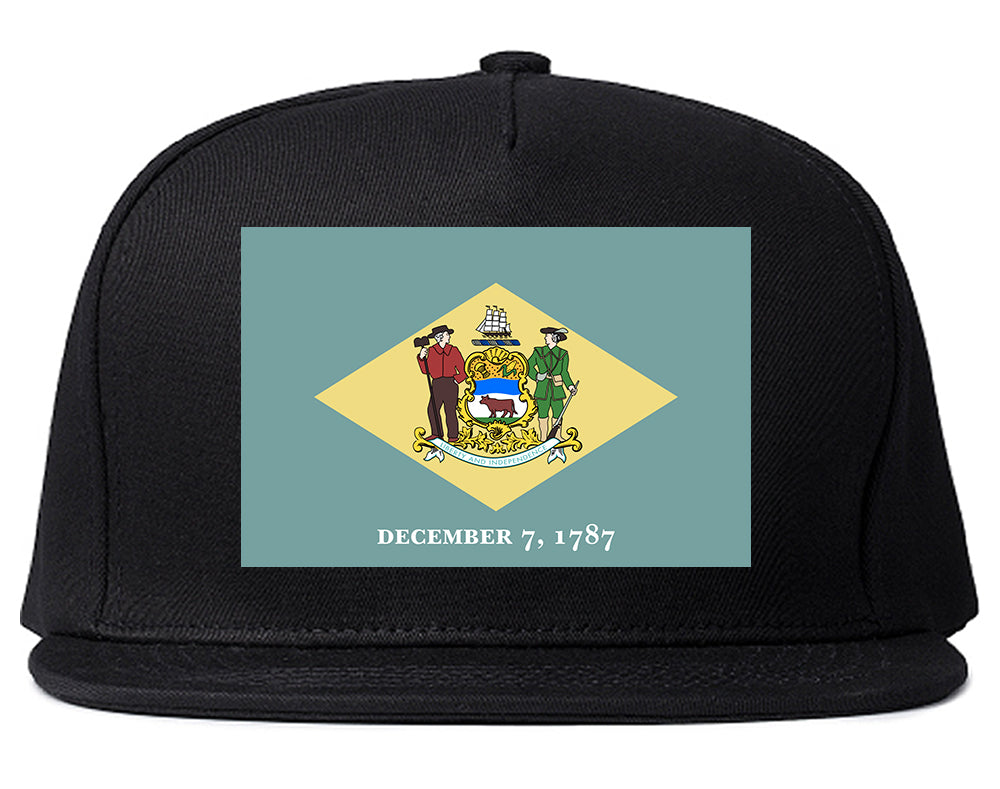 Delaware State Flag DE 1787 Chest Mens Snapback Hat Black