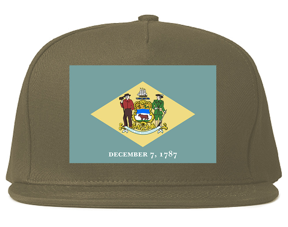 Delaware State Flag DE 1787 Chest Mens Snapback Hat Grey